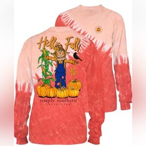 Simply Southern Hello Fall Scarecrow Long Sleeve T-Shirt medium
